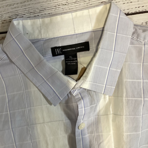 1619. INC Men’s Light Blue & White Button-Up Shirt EUC XL  - Picture 1 of 2